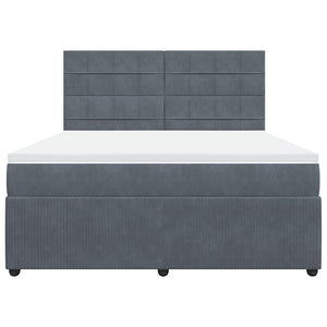 Κρεβάτι Boxspring με Στρώμα Σκούρο Γκρι 180x200 εκ. Βελούδινο - Pakobazaar