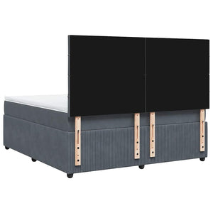Κρεβάτι Boxspring με Στρώμα Σκούρο Γκρι 180x200 εκ. Βελούδινο - Pakobazaar