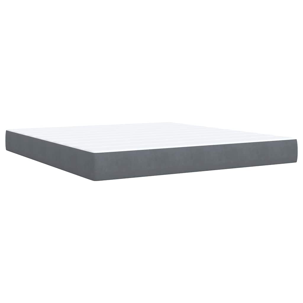 Κρεβάτι Boxspring με Στρώμα Σκούρο Γκρι 180x200 εκ. Βελούδινο - Pakobazaar