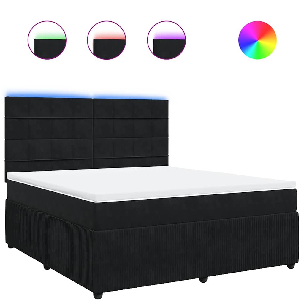 Κρεβάτι Boxspring με Στρώμα Μαύρο 180x200 εκ. Βελούδινο - Pakobazaar