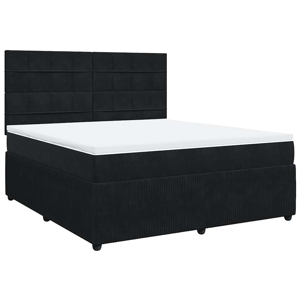 Κρεβάτι Boxspring με Στρώμα Μαύρο 180x200 εκ. Βελούδινο - Pakobazaar