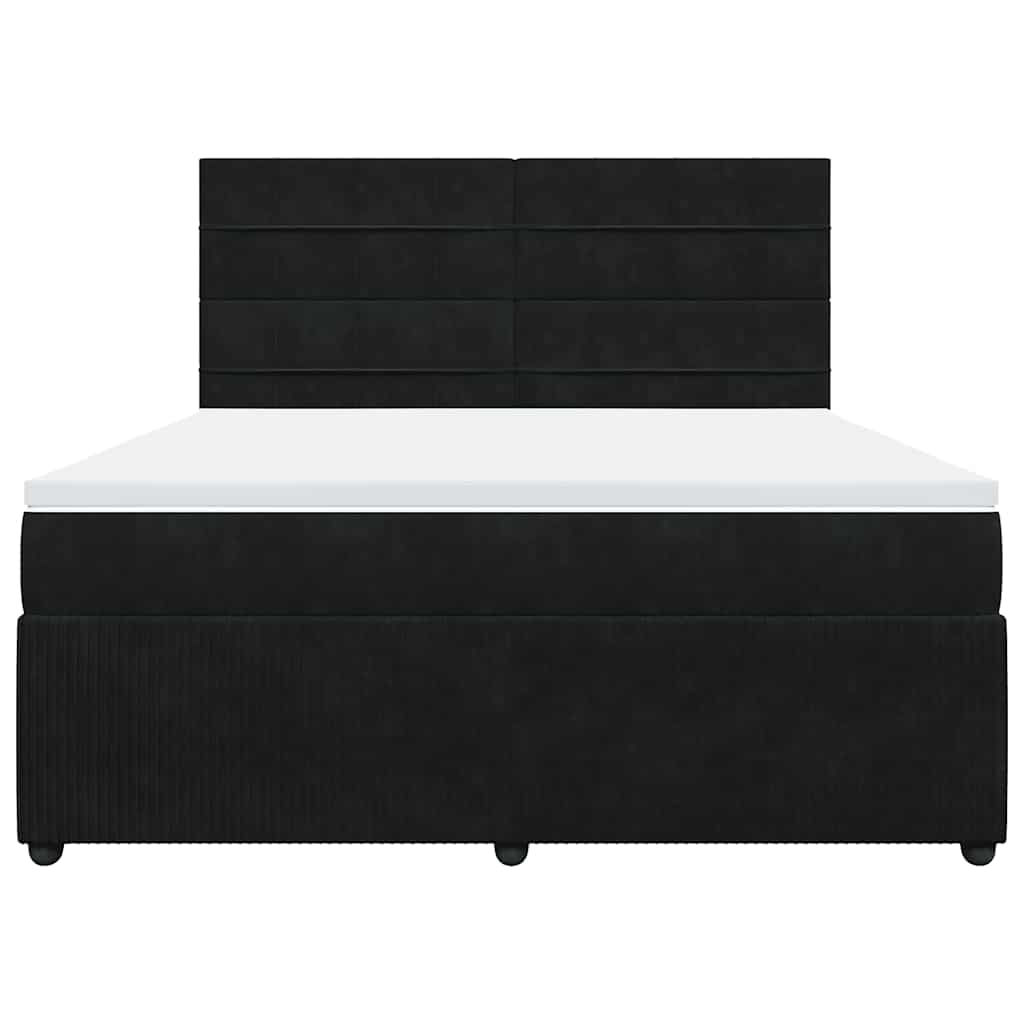 Κρεβάτι Boxspring με Στρώμα Μαύρο 180x200 εκ. Βελούδινο - Pakobazaar
