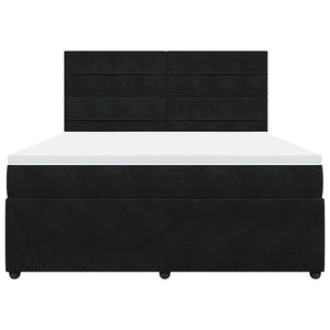 Κρεβάτι Boxspring με Στρώμα Μαύρο 180x200 εκ. Βελούδινο - Pakobazaar