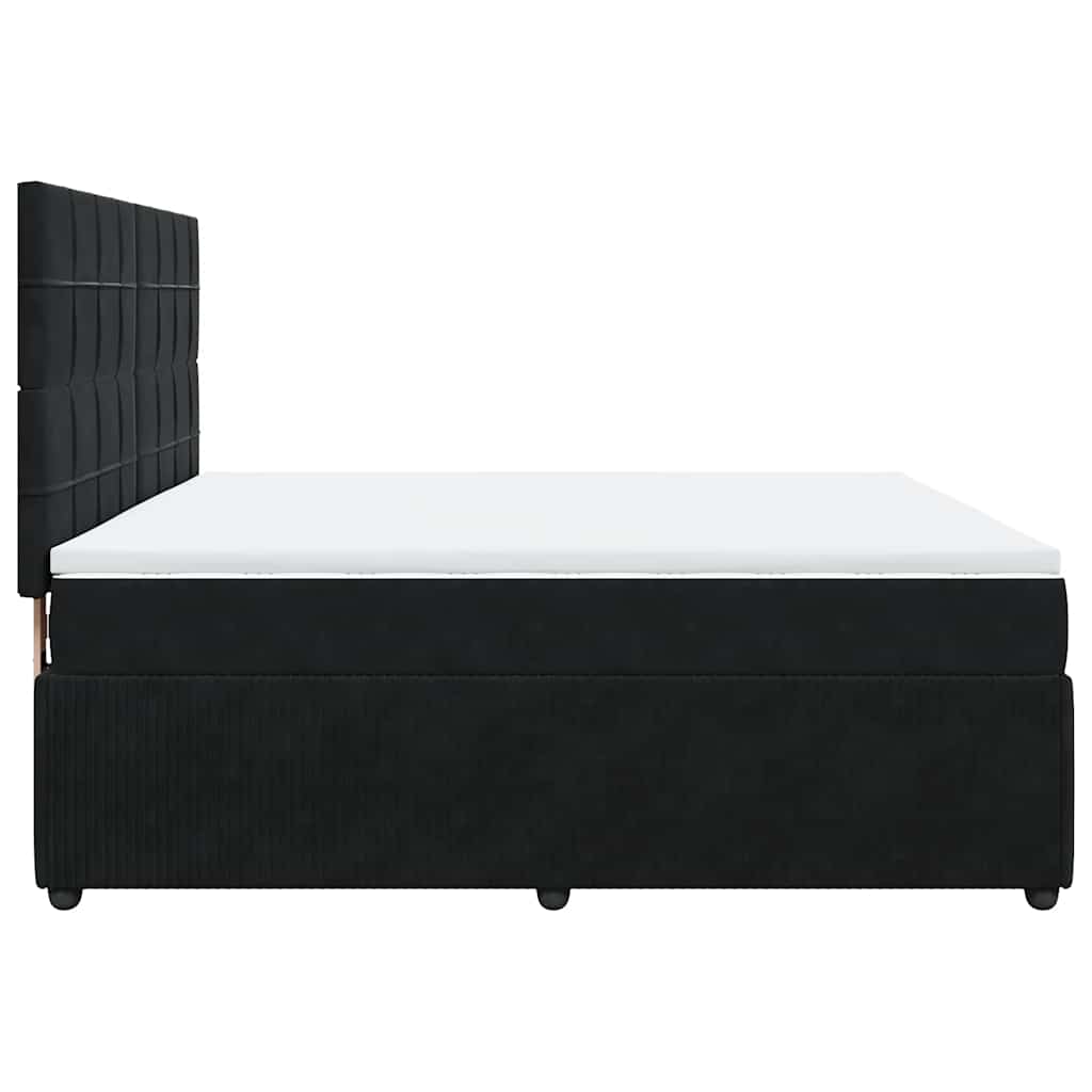 Κρεβάτι Boxspring με Στρώμα Μαύρο 180x200 εκ. Βελούδινο - Pakobazaar