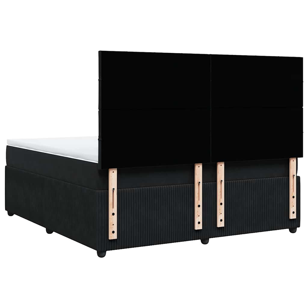 Κρεβάτι Boxspring με Στρώμα Μαύρο 180x200 εκ. Βελούδινο - Pakobazaar