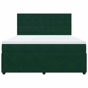 Κρεβάτι Boxspring με Στρώμα Σκούρο Πράσινο 180x200εκ. Βελούδινο - Pakobazaar