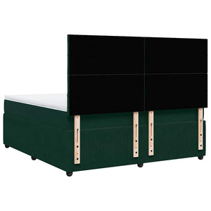 Κρεβάτι Boxspring με Στρώμα Σκούρο Πράσινο 180x200εκ. Βελούδινο - Pakobazaar