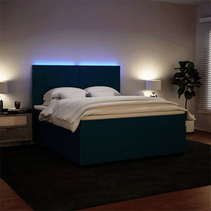 Κρεβάτι Boxspring με Στρώμα Μπλε 180x200 εκ. Βελούδινο