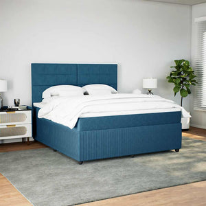 Κρεβάτι Boxspring με Στρώμα Μπλε 180x200 εκ. Βελούδινο
