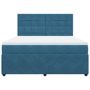 Κρεβάτι Boxspring με Στρώμα Μπλε 180x200 εκ. Βελούδινο