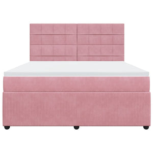 Κρεβάτι Boxspring με Στρώμα Ροζ 180x200 εκ. Βελούδινο - Pakobazaar