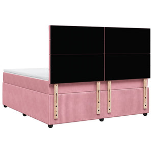 Κρεβάτι Boxspring με Στρώμα Ροζ 180x200 εκ. Βελούδινο - Pakobazaar