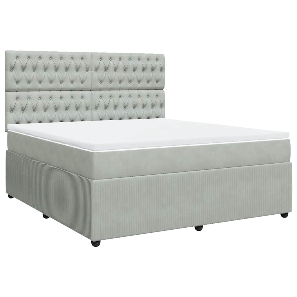 Κρεβάτι Boxspring με Στρώμα Ανοιχτό Γκρι 180x200 εκ. Βελούδινο - Pakobazaar