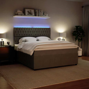 Κρεβάτι Boxspring με Στρώμα Ανοιχτό Γκρι 180x200 εκ. Βελούδινο - Pakobazaar
