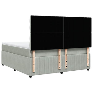 Κρεβάτι Boxspring με Στρώμα Ανοιχτό Γκρι 180x200 εκ. Βελούδινο - Pakobazaar