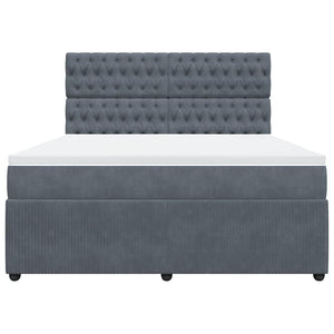 Κρεβάτι Boxspring με Στρώμα Σκούρο Γκρι 180x200 εκ. Βελούδινο - Pakobazaar
