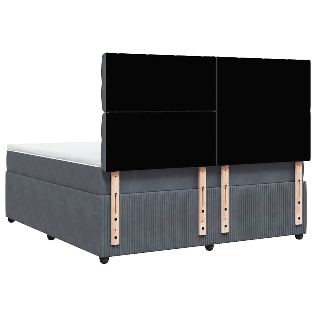 Κρεβάτι Boxspring με Στρώμα Σκούρο Γκρι 180x200 εκ. Βελούδινο - Pakobazaar