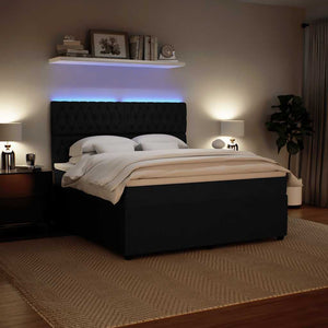 Κρεβάτι Boxspring με Στρώμα Μαύρο 180x200 εκ. Βελούδινο - Pakobazaar