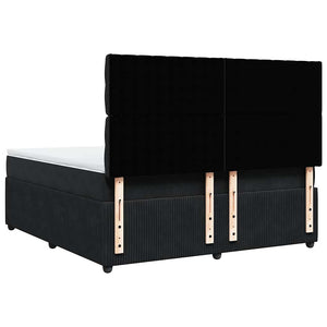 Κρεβάτι Boxspring με Στρώμα Μαύρο 180x200 εκ. Βελούδινο - Pakobazaar