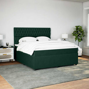 Κρεβάτι Boxspring με Στρώμα Σκούρο Πράσινο 180x200εκ. Βελούδινο