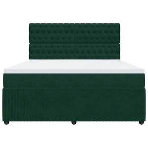 Κρεβάτι Boxspring με Στρώμα Σκούρο Πράσινο 180x200εκ. Βελούδινο