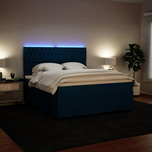 Κρεβάτι Boxspring με Στρώμα Μπλε 180x200 εκ. Βελούδινο
