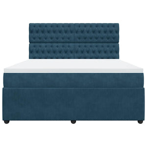Κρεβάτι Boxspring με Στρώμα Μπλε 180x200 εκ. Βελούδινο