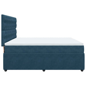 Κρεβάτι Boxspring με Στρώμα Μπλε 180x200 εκ. Βελούδινο