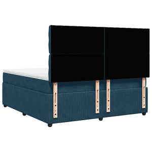 Κρεβάτι Boxspring με Στρώμα Μπλε 180x200 εκ. Βελούδινο