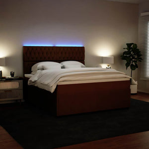 Κρεβάτι Boxspring με Στρώμα Ροζ 180x200 εκ. Βελούδινο