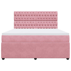 Κρεβάτι Boxspring με Στρώμα Ροζ 180x200 εκ. Βελούδινο