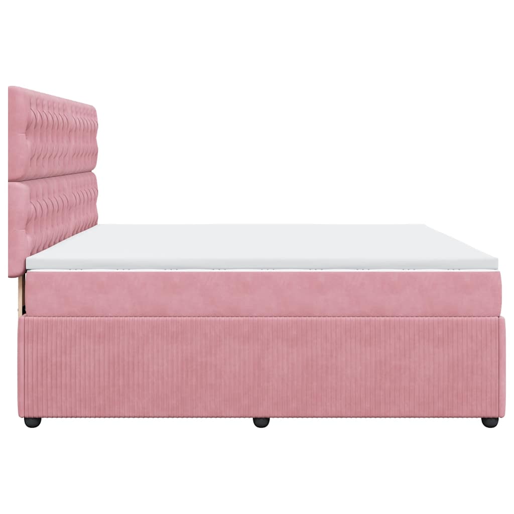 Κρεβάτι Boxspring με Στρώμα Ροζ 180x200 εκ. Βελούδινο