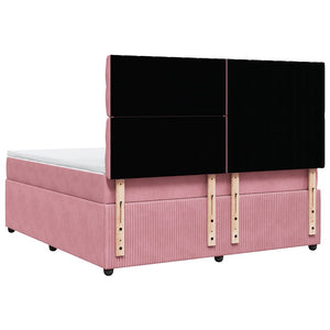 Κρεβάτι Boxspring με Στρώμα Ροζ 180x200 εκ. Βελούδινο