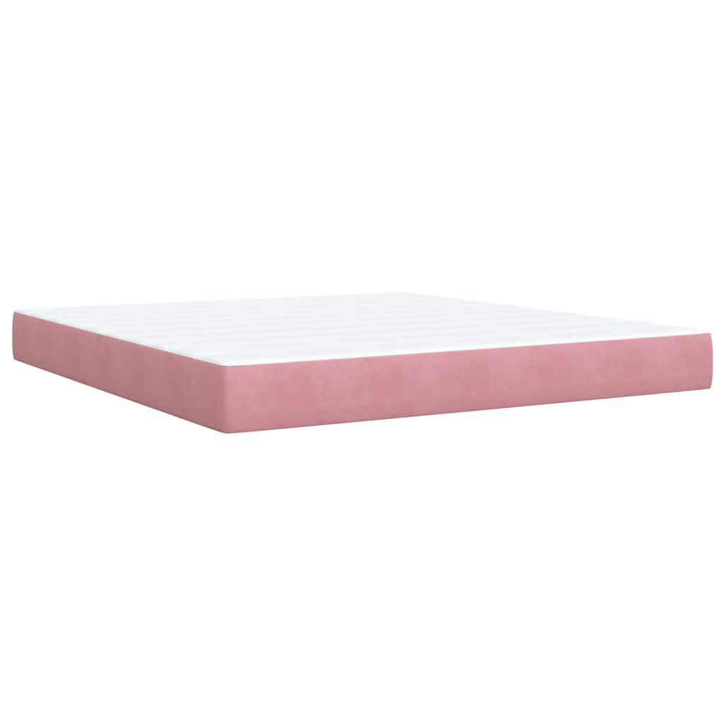 Κρεβάτι Boxspring με Στρώμα Ροζ 180x200 εκ. Βελούδινο