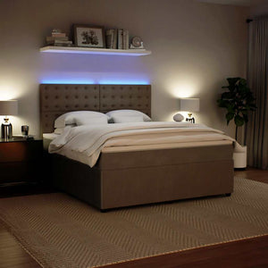 Κρεβάτι Boxspring με Στρώμα Ανοιχτό Γκρι 180x200 εκ. Βελούδινο - Pakobazaar