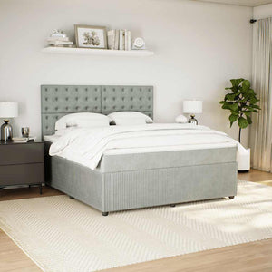 Κρεβάτι Boxspring με Στρώμα Ανοιχτό Γκρι 180x200 εκ. Βελούδινο - Pakobazaar