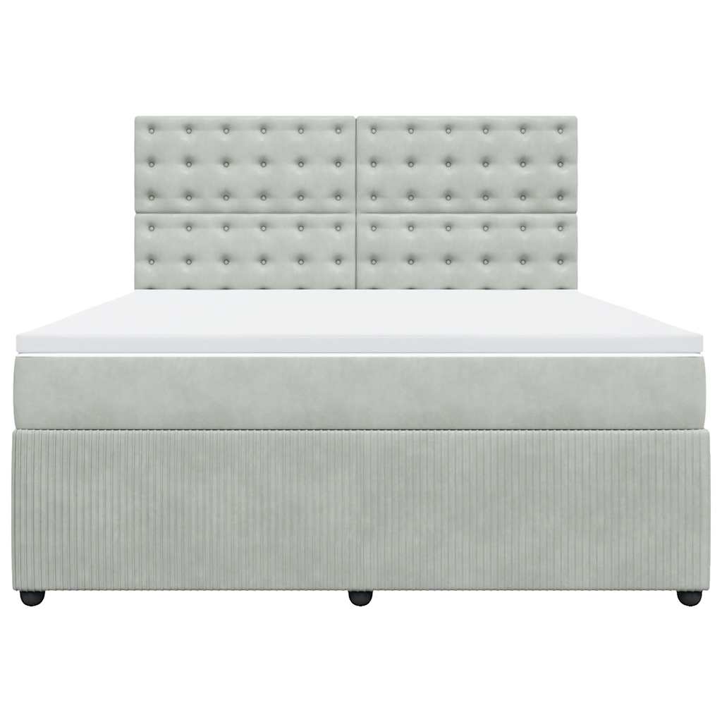 Κρεβάτι Boxspring με Στρώμα Ανοιχτό Γκρι 180x200 εκ. Βελούδινο - Pakobazaar