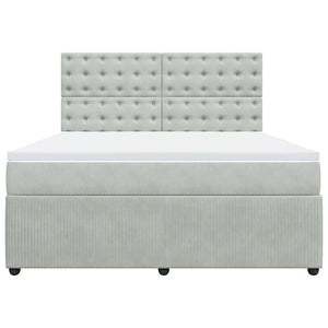 Κρεβάτι Boxspring με Στρώμα Ανοιχτό Γκρι 180x200 εκ. Βελούδινο - Pakobazaar