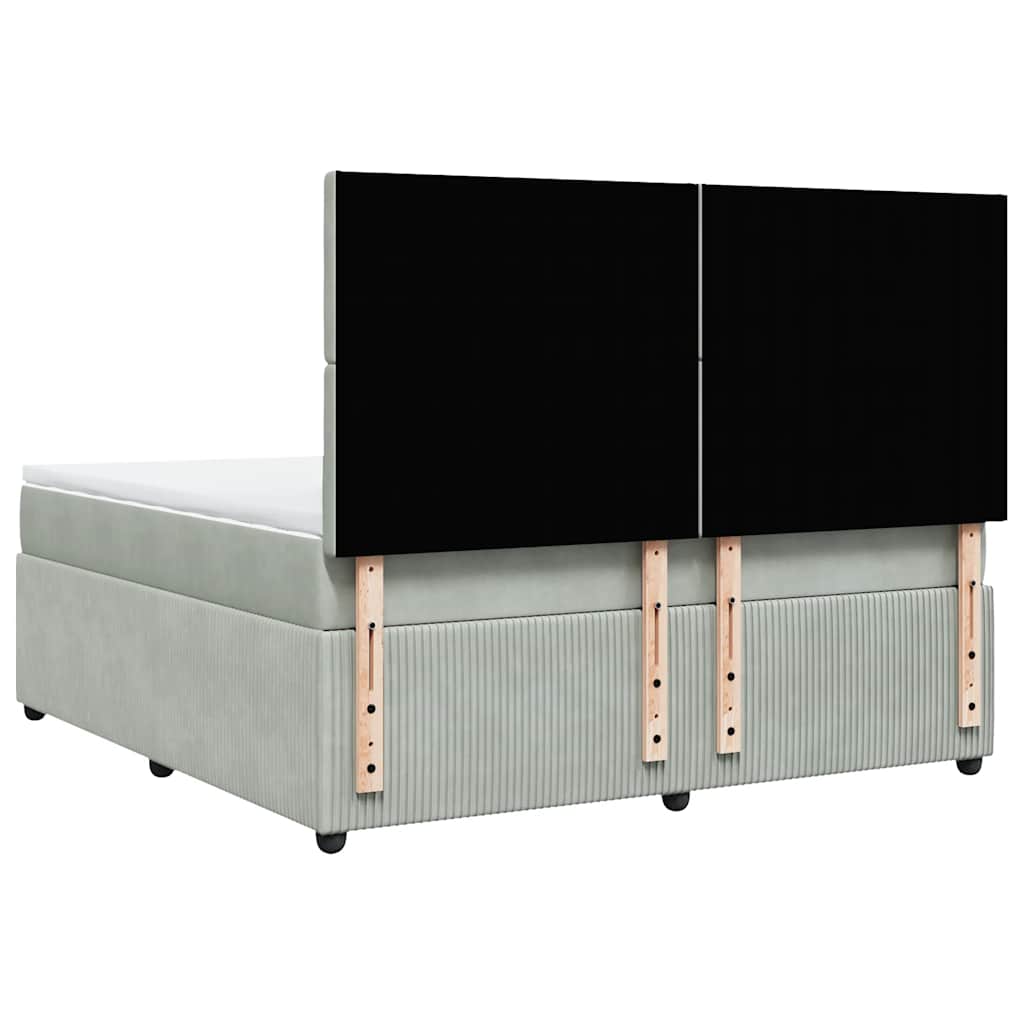 Κρεβάτι Boxspring με Στρώμα Ανοιχτό Γκρι 180x200 εκ. Βελούδινο - Pakobazaar