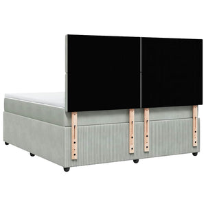 Κρεβάτι Boxspring με Στρώμα Ανοιχτό Γκρι 180x200 εκ. Βελούδινο - Pakobazaar