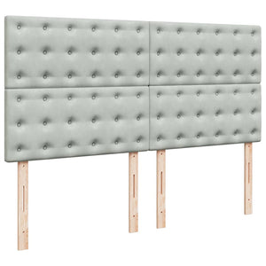 Κρεβάτι Boxspring με Στρώμα Ανοιχτό Γκρι 180x200 εκ. Βελούδινο - Pakobazaar