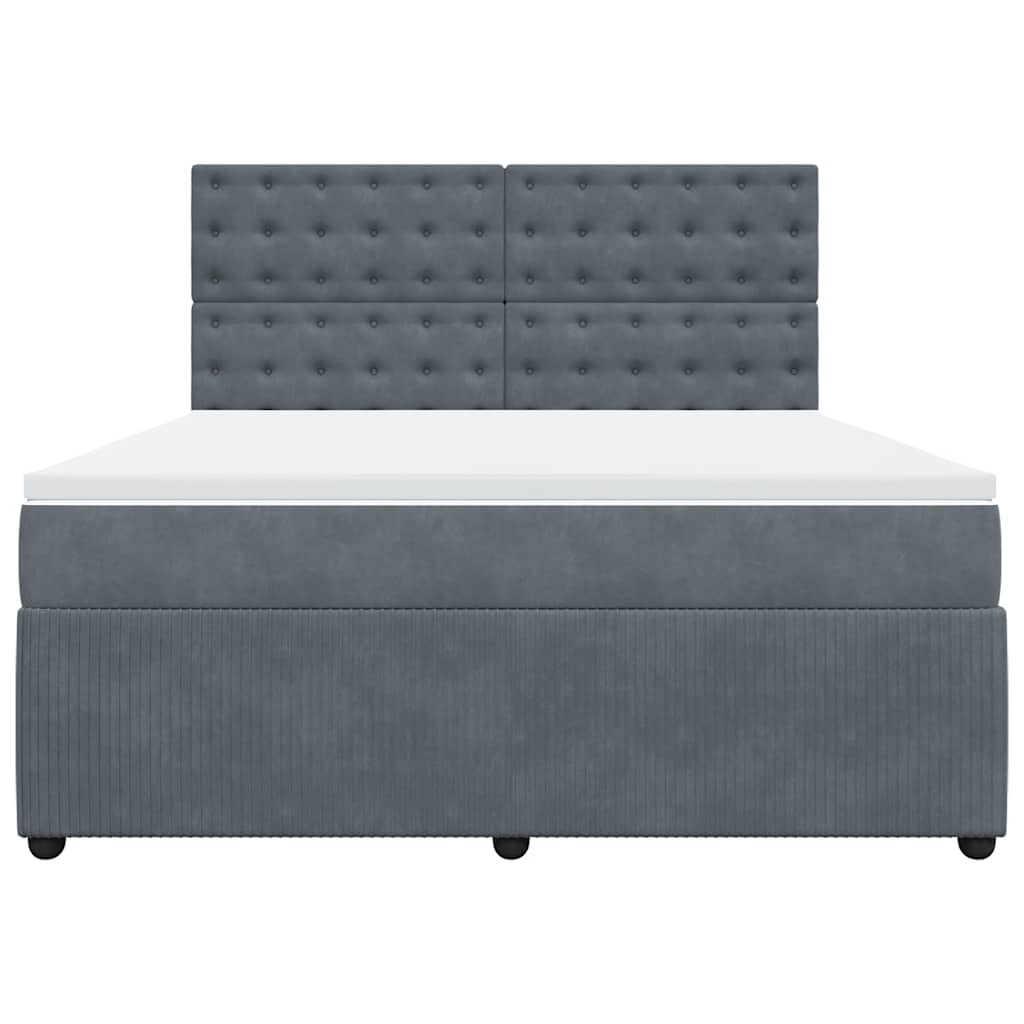 Κρεβάτι Boxspring με Στρώμα Σκούρο Γκρι 180x200 εκ. Βελούδινο - Pakobazaar