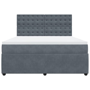 Κρεβάτι Boxspring με Στρώμα Σκούρο Γκρι 180x200 εκ. Βελούδινο - Pakobazaar