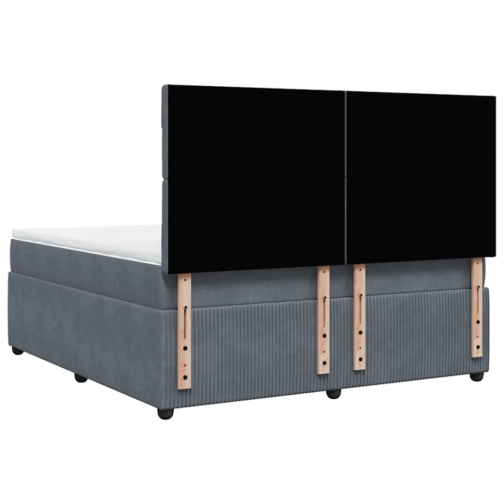 Κρεβάτι Boxspring με Στρώμα Σκούρο Γκρι 180x200 εκ. Βελούδινο - Pakobazaar
