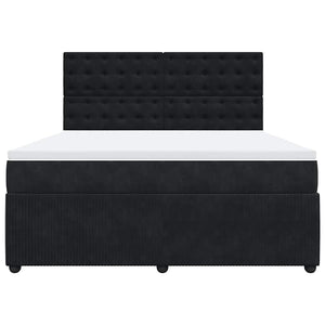 Κρεβάτι Boxspring με Στρώμα Μαύρο 180x200 εκ. Βελούδινο - Pakobazaar