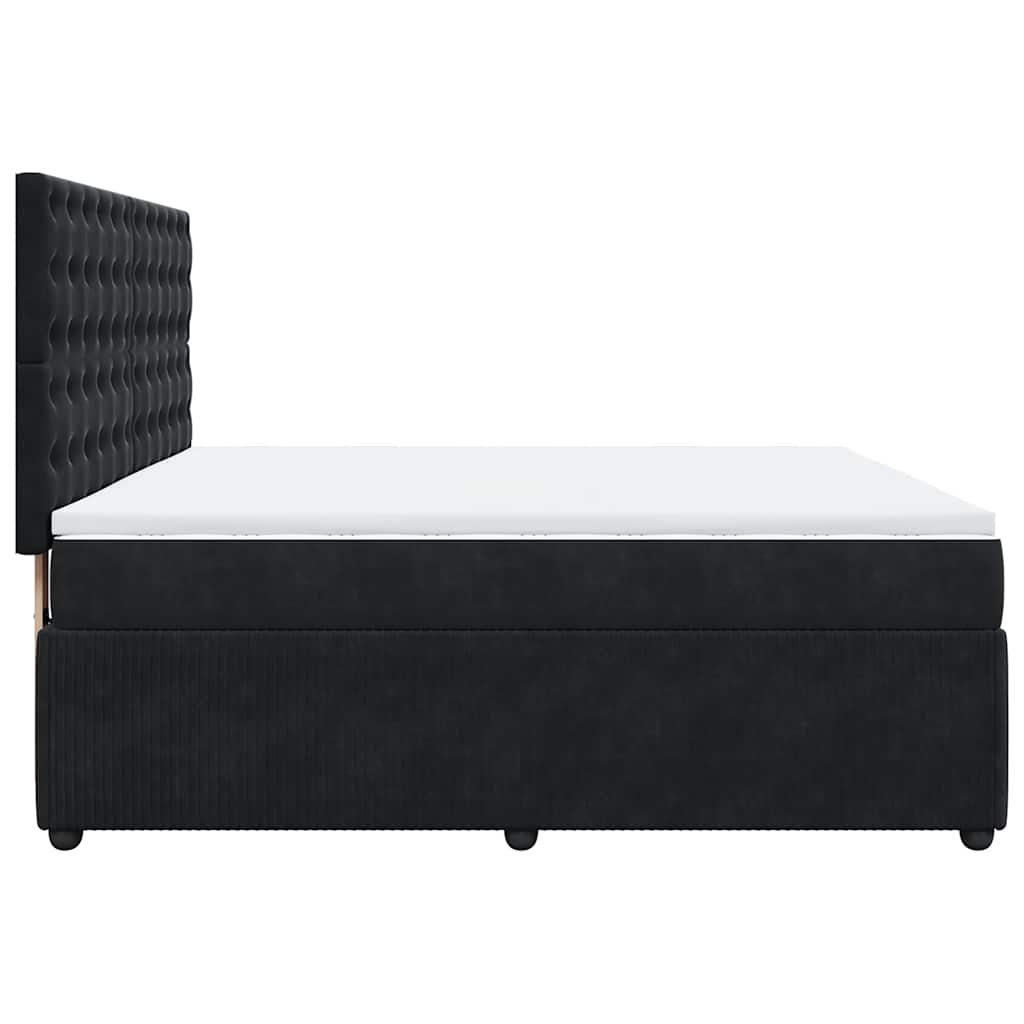 Κρεβάτι Boxspring με Στρώμα Μαύρο 180x200 εκ. Βελούδινο - Pakobazaar