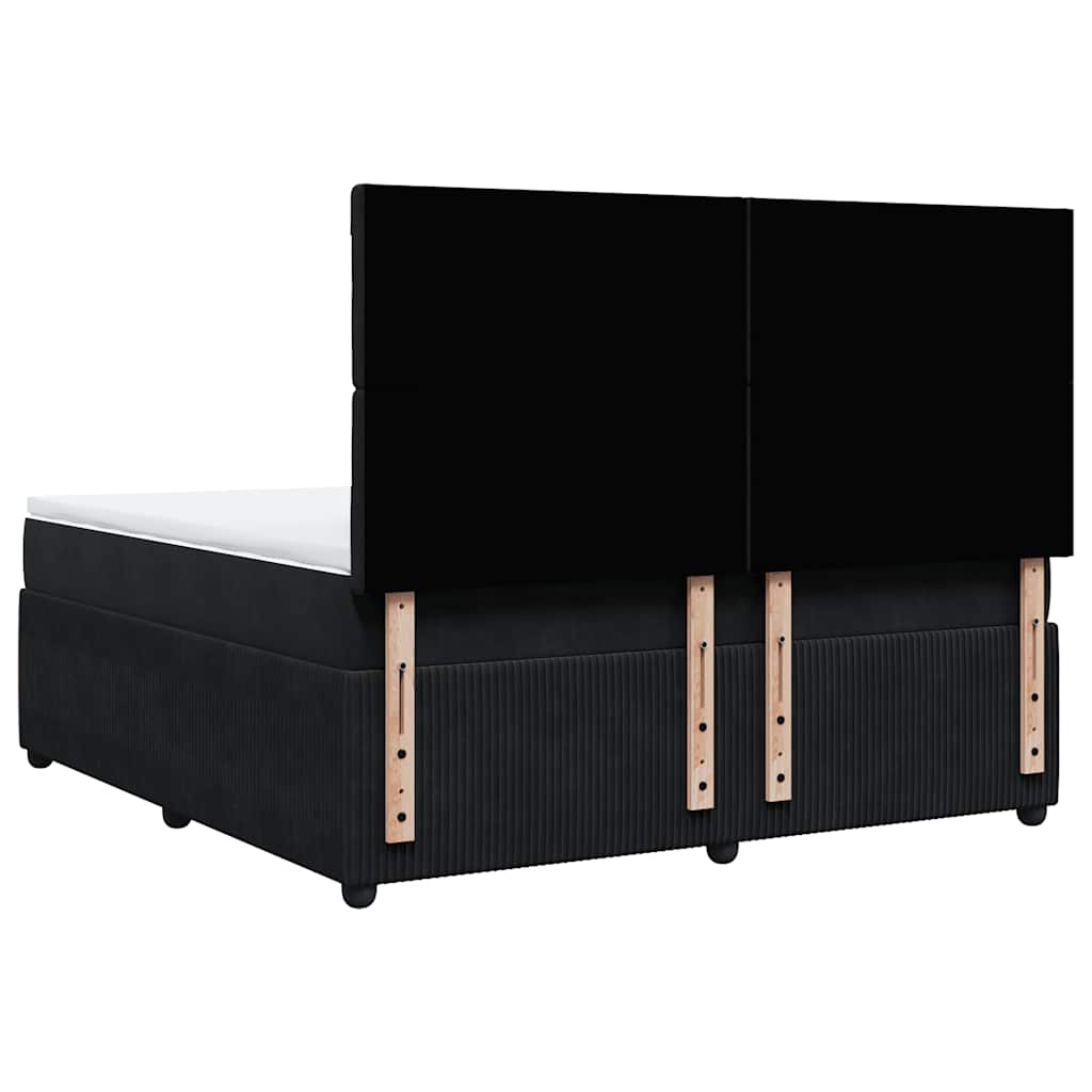 Κρεβάτι Boxspring με Στρώμα Μαύρο 180x200 εκ. Βελούδινο - Pakobazaar