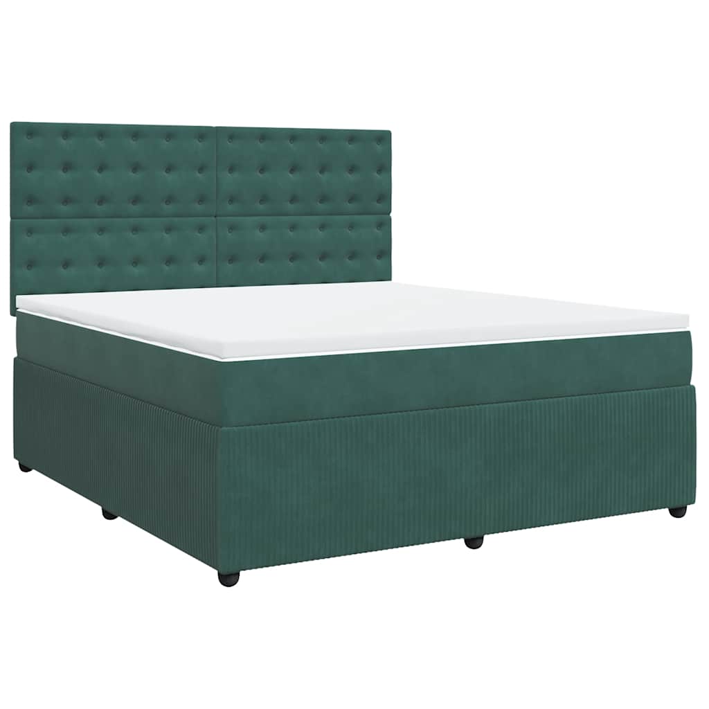 Κρεβάτι Boxspring με Στρώμα Σκούρο Πράσινο 180x200εκ. Βελούδινο - Pakobazaar