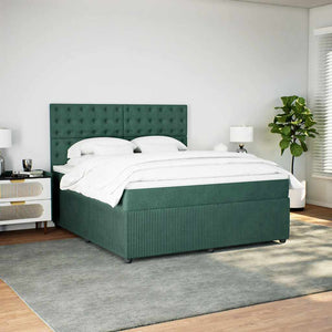 Κρεβάτι Boxspring με Στρώμα Σκούρο Πράσινο 180x200εκ. Βελούδινο - Pakobazaar