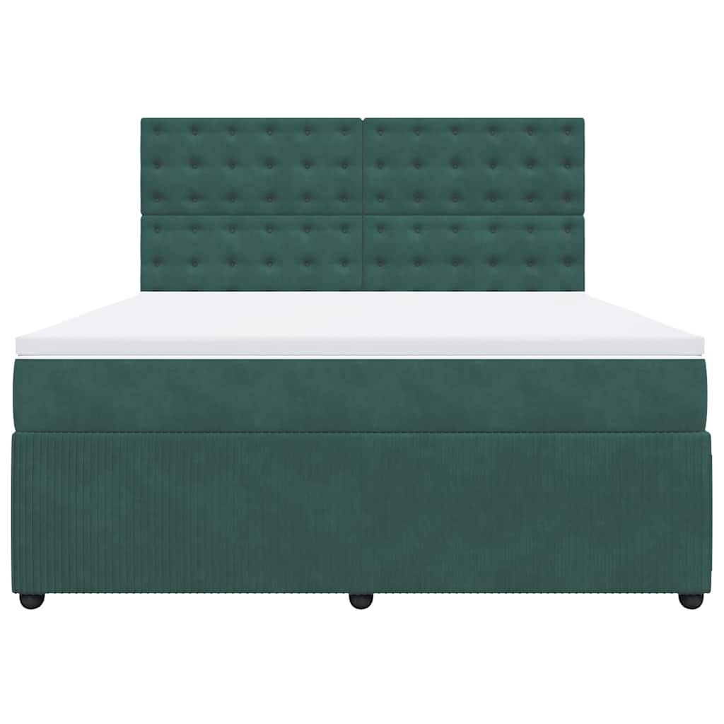 Κρεβάτι Boxspring με Στρώμα Σκούρο Πράσινο 180x200εκ. Βελούδινο - Pakobazaar